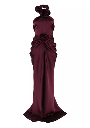Ana Radu floral-appliqué maxi dress - Red