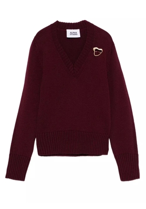 ALPHA STUDIO V-neck embellished sweater - Red