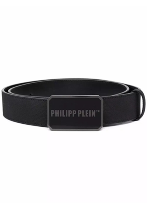 Philipp Plein logo-plaque leather belt - Black