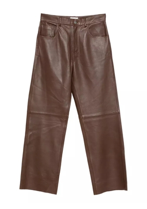 Haikure leather panelled pants - Brown
