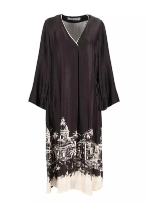 Shirtaporter printed V-neck dress - Black