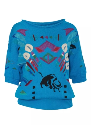 Krizia Pre-Owned intarsia-knit sweater - Blue