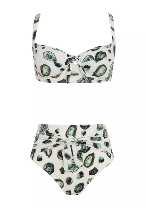 Brigitte emerald-print bikini - White