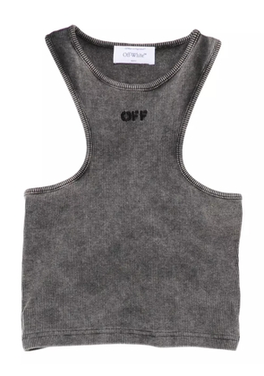 Off-White logo-embroidered crop top - Grey
