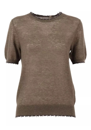 Kangra frayed-hem knitted T-shirt - Brown