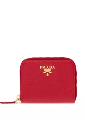 Prada logo-plaque zipped wallet - Red