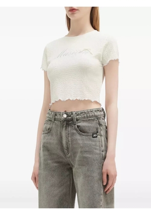 Musium Div. logo-embroidered crop top - White