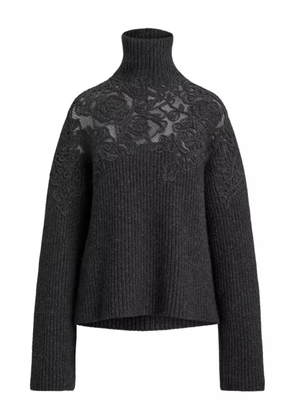 Ralph Lauren Collection lace-embellished funnel-neck sweater - Grey