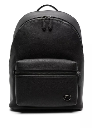 Coach logo-plaque leather backpack - Black