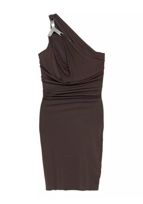 Rick Owens Lilies one-shoulder draped dress - Brown