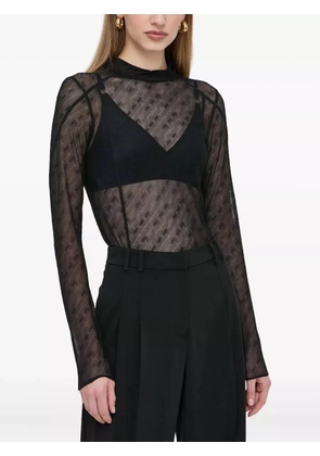BOSS mock-neck patterned top - Black