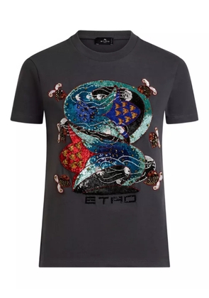 ETRO sequin-embellished graphic t-shirt - Grey