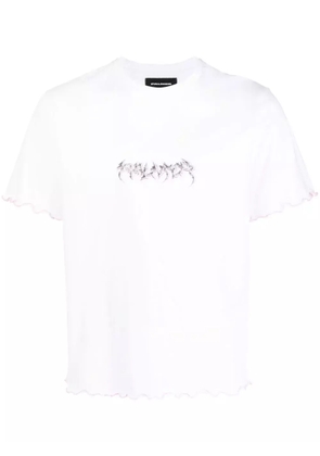 Palmer logo-print fluted-hem T-shirt - White