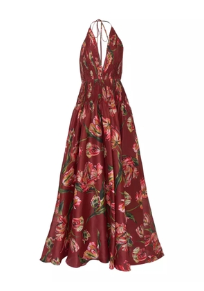 Carolina Herrera pleated floral-print gown - Red