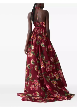 Carolina Herrera pleated floral-print gown - Red