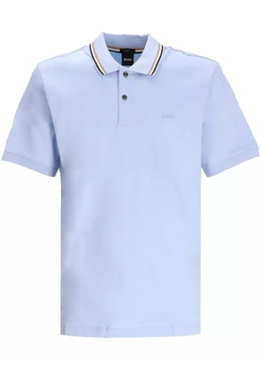 BOSS stripe-trimmed cotton polo shirt - Blue