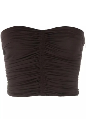 Saint Laurent ruched strapless top - Brown