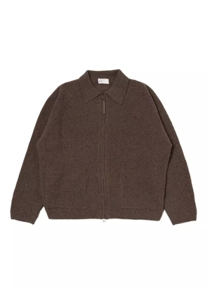 Universal Works zip-front ribbed cardigan - Brown