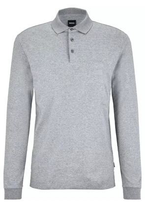 BOSS logo-embroidered cotton polo shirt - Grey
