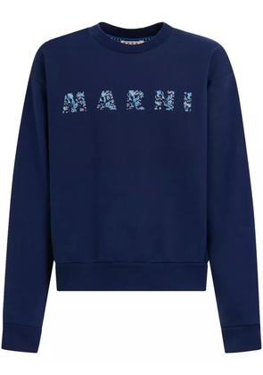 Marni logo-print cotton sweatshirt - Blue