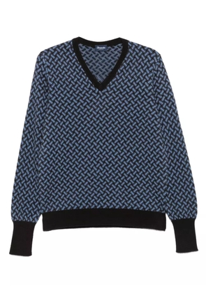 Drumohr V-neck geometric-pattern sweater - Blue