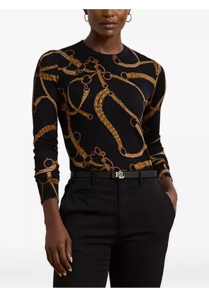 Lauren Ralph Lauren belting-print long-sleeve sweater - Black
