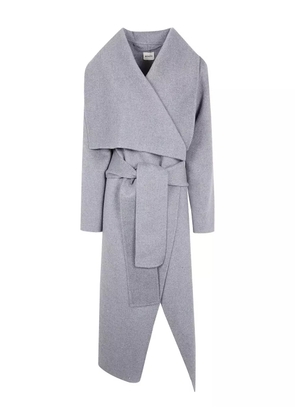 KHAITE wrap-belt wool coat - Grey