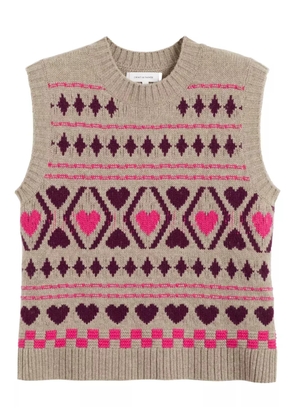 Chinti & Parker heart-pattern wool knit vest - Brown