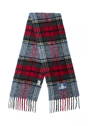 Vivienne Westwood logo-patch plaid scarf - Red