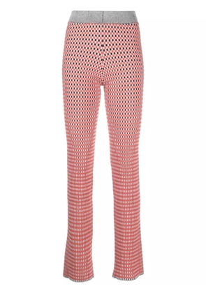 Rabanne check-pattern ribbed-knit trousers - Orange