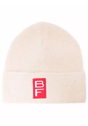 BY FAR logo-patch brushed-effect beanie - Neutrals