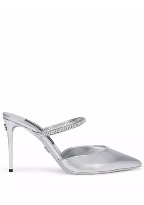 Dolce & Gabbana crystal-embellished pointed-toe mules - Grey