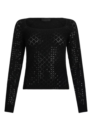 LIU JO sequin-embellished square-neck sweater - Black