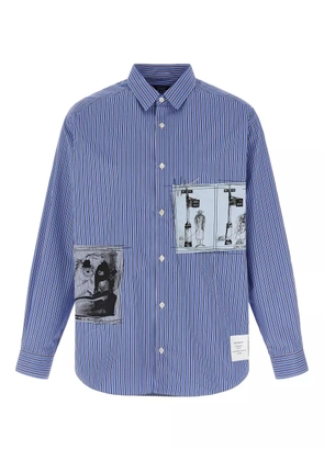 Comme des Garçons Homme striped patches shirt - Blue