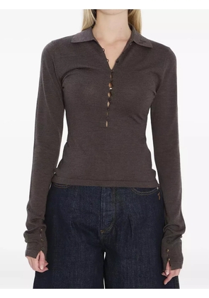 Jacquemus polo-collar buttoned top - Brown