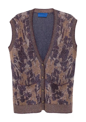 Mes Demoiselles floral-pattern sleeveless cardigan - Purple
