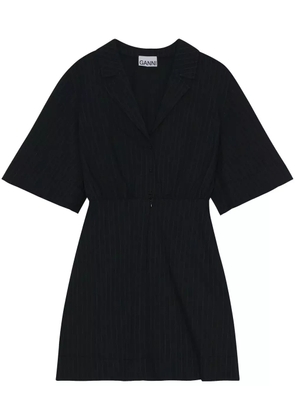GANNI pinstripe shirt mini dress - Black