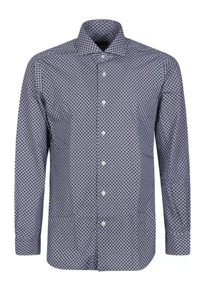 Barba geometric cotton shirt - Blue