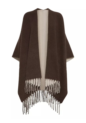 Brunello Cucinelli fringe-detail poncho - Brown