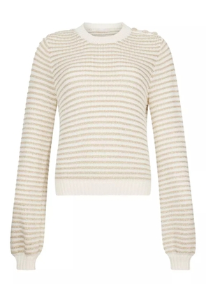 LIU JO striped button-detailed jumper - 04120 WHITE