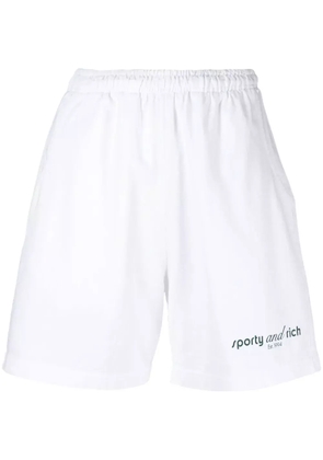 Sporty & Rich logo-print cotton track shorts - White