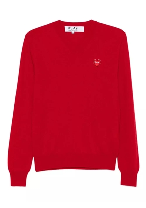 Comme Des Garçons Play heart-emblem V-neck sweater - Red