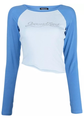 Ground Zero crystal-embellished asymmetric T-shirt - Blue