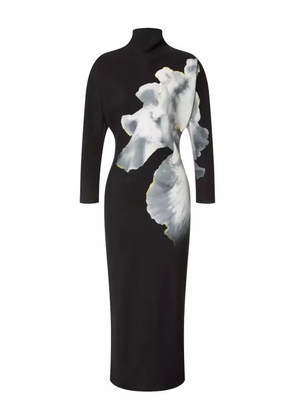 Alberta Ferretti turtleneck floral-print dress - Black
