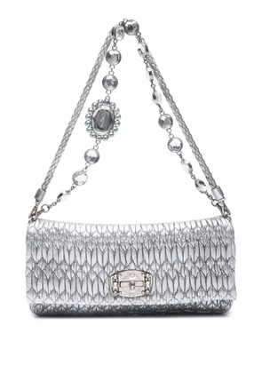 Miu Miu Pre-Owned 2010s matelasse crystal shoulder bag - Silver