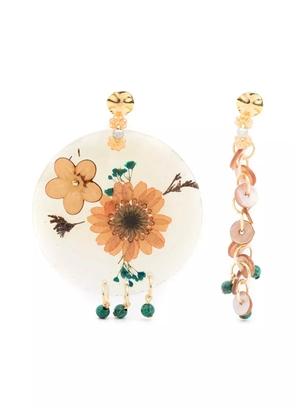 Amir Slama Bijoux floral-appliqué drop earrings - Neutrals