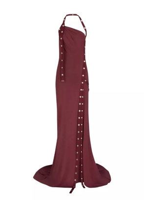 The Attico halterneck button-detail dress - Red