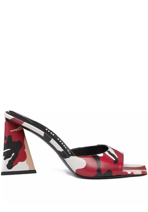 The Attico camouflage-print block-heel mules - White
