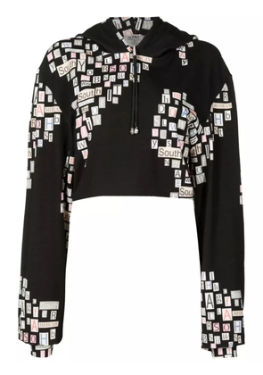 Amir Slama text-print cropped hoodie - Black