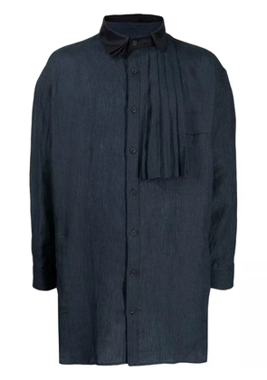 Yohji Yamamoto pleated-detail cotton shirt - Blue